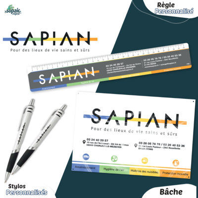 Règle en PVC et stylos personnalisés